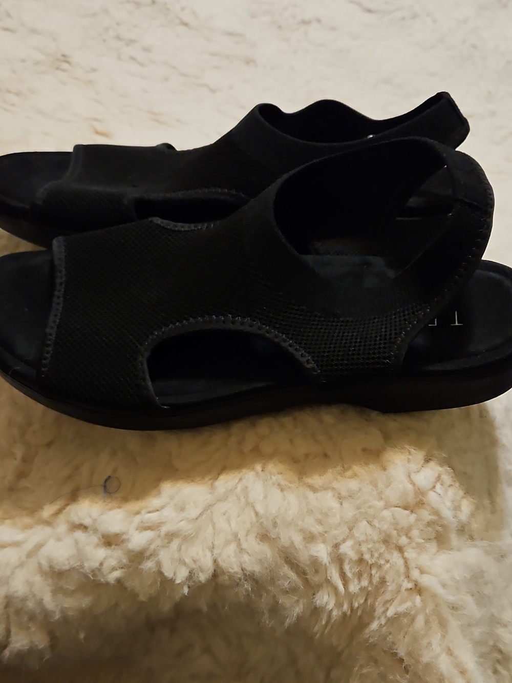 Alegria Black Knit Open-Toe Slingback Sandals